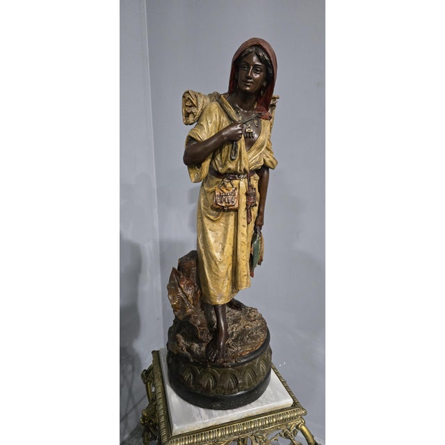 Terracotta Fisher Girl attributed to Bernard Bloch, 1880s For Sale - Image 8 of 9