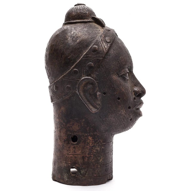 Benin Artist, Sculpture of Head, Early 1900s, Bronze For Sale - Image 10 of 12
