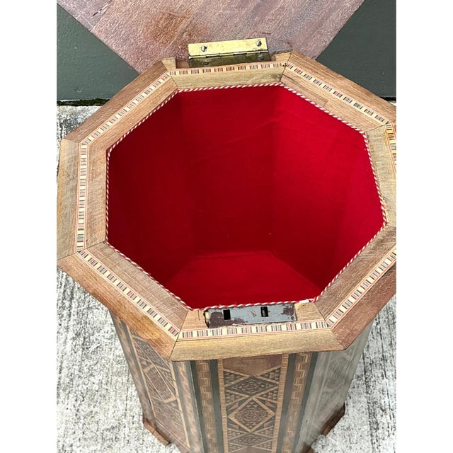 Moroccan Vintage Geometric Inlay Wood Side Table For Sale - Image 3 of 12