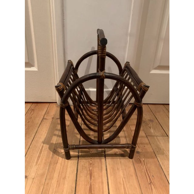 Beige Magazine Rack in Bent Rattan and Bamboo, France, 1970 For Sale - Image 8 of 11