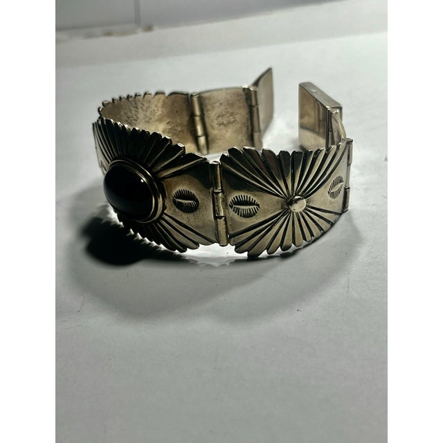 vintage Native American sterling silver, and Onyx wrap bracelet Measures 7 inches Signed AT as shown an extremely...