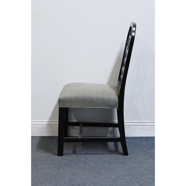 Late 20th Century Kindel Furniture Black & Gold Chinese Chippendale Style Lattice Back Dining Side Chair For Sale - Image 5 of 10