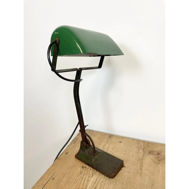 Green Vintage Green Enamel Bank Lamp from Astral, 1930s For Sale - Image 8 of 18