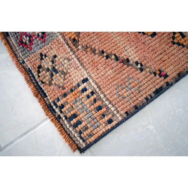 1960s Runner Turkish Hand-Knotted Rug Peach Hallway Decor Kitchen Floor Accent 2x13 Ft Approx For Sale - Image 14 of 15