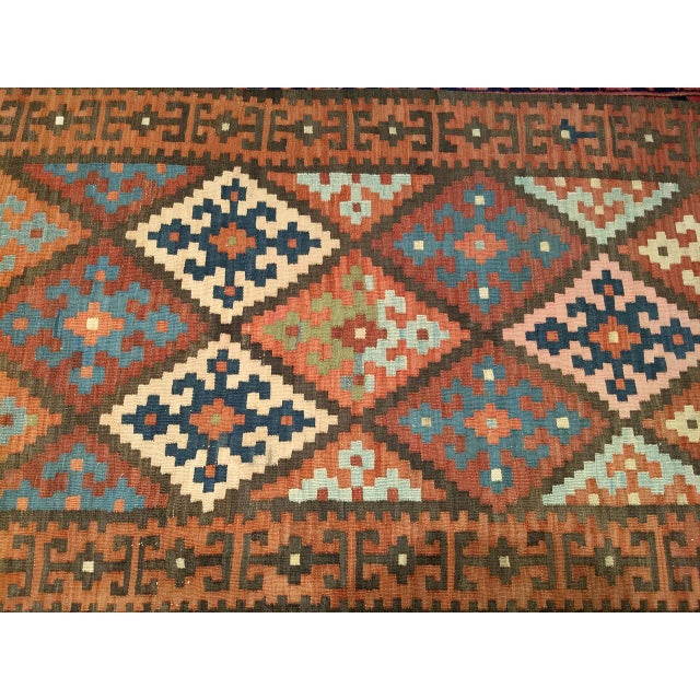 Antique Persian Varamin Kilim Runner, Handwoven Wool, Caucasian Geometric Pattern, 3x12 For Sale - Image 15 of 17