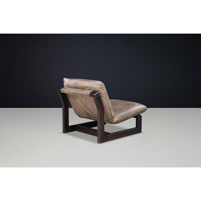 1970s Patinated Leather Sling Lounge Chair from Dreipunkt International, Germany, 1970s For Sale - Image 5 of 18
