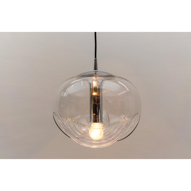 Large Clear Glass Wave Pendant Lamp by Koch & Lowy for Peill & Putzler, 1960s For Sale - Image 6 of 9