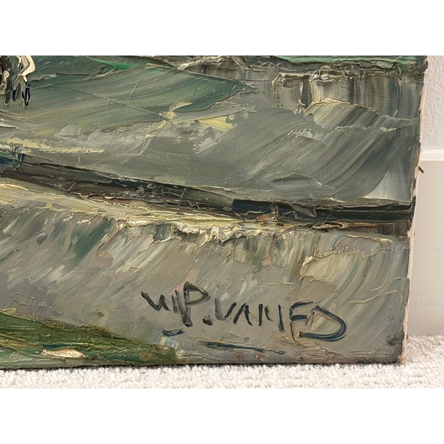 Traditional Walter Prescher Van Ed (1916-1988) Large Signed French Harbor Oil Painting For Sale - Image 3 of 16
