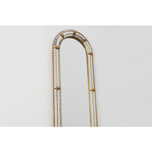 20th Century Venetian Arched Mirror with Gilt Beaded and Glass Frame, Italy, 1950s For Sale - Image 4 of 11