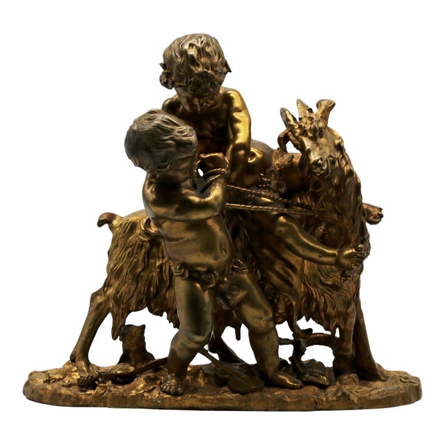 Mid-19th Century French Bronze Bacchic Group of Putti and Goat, After Clodion, Attributed to Henri Picard For Sale
