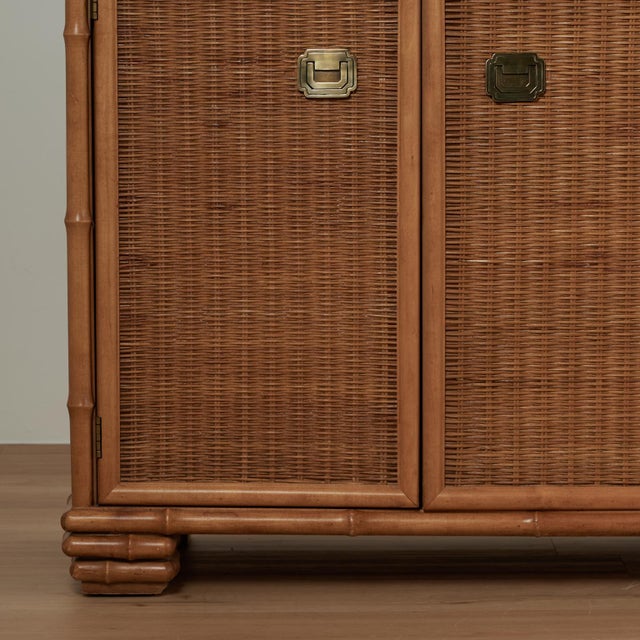 Vintage Faux Bamboo and Wicker Cabinet Chest by American of Martinsville For Sale - Image 14 of 16