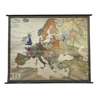 German Map Depicting Europe in the 15th Century by Prof. Max Georg Schmidt, 1950s For Sale