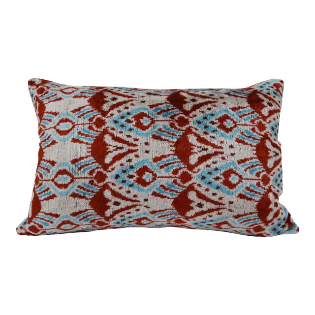 Silk Uzbek Ikat Velvet Hand Made Pillow Cushion For Sale