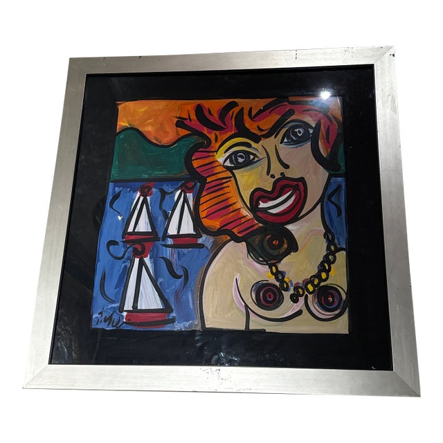 1970s Peter Keil Abstract Female Portrait Painting “Palma by My Place” For Sale
