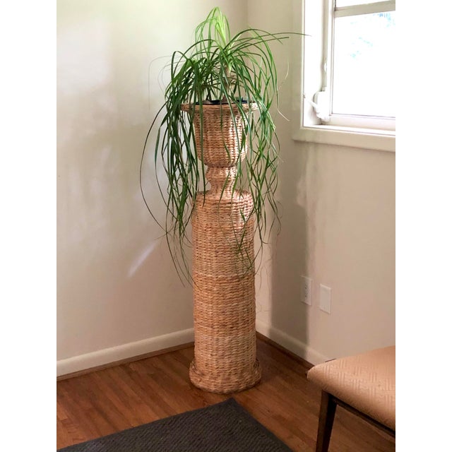 Vintage Rattan Urn Shaped Pedestal Plant Stand Chairish