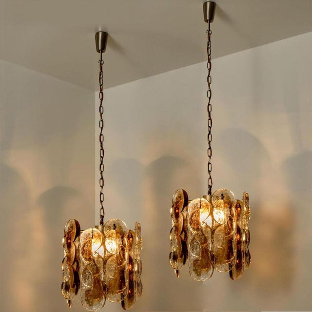 Austrian Chandeliers in Smoked Glass by J. T. Kalmar for Kalmar, 1960s, Set of 2 For Sale - Image 3 of 13