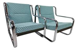 Vintage Italian Chairs in Chrome Frame, 1970s, Set of 2