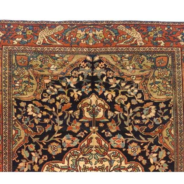 Textile Antique Persian Farahan Sarouk Rug 4’6” X 6’6" For Sale - Image 7 of 8