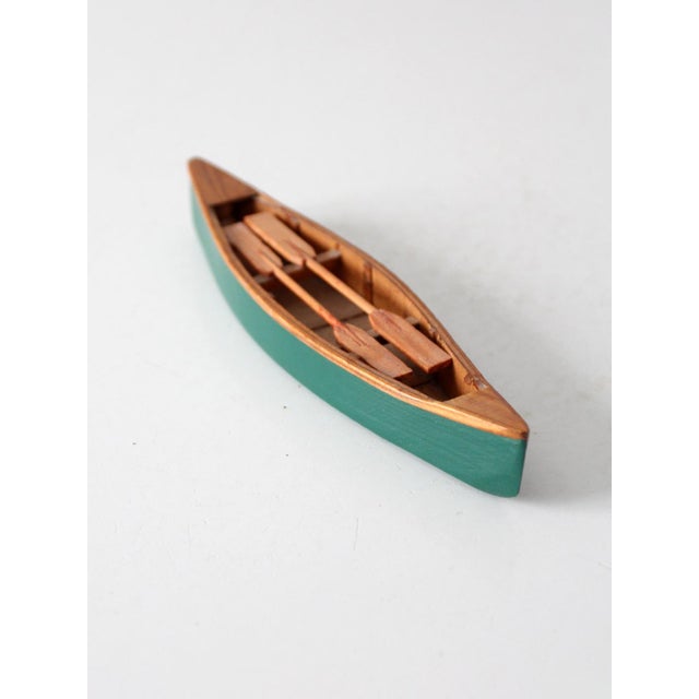 Mid-Century Modern Mid-Century Handmade Wooden Canoe Model For Sale - Image 3 of 13