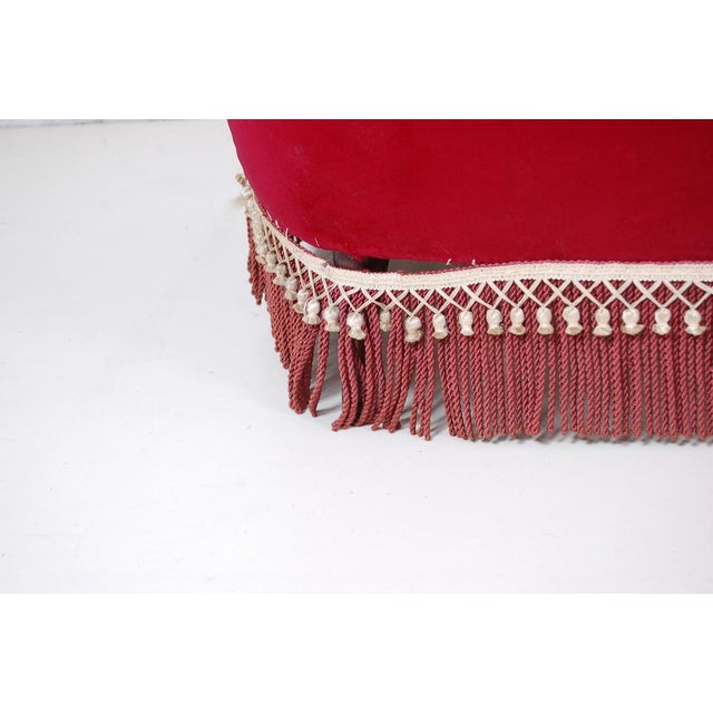 Textile Vintage Sofa in Red Velvet, 1950s For Sale - Image 7 of 16