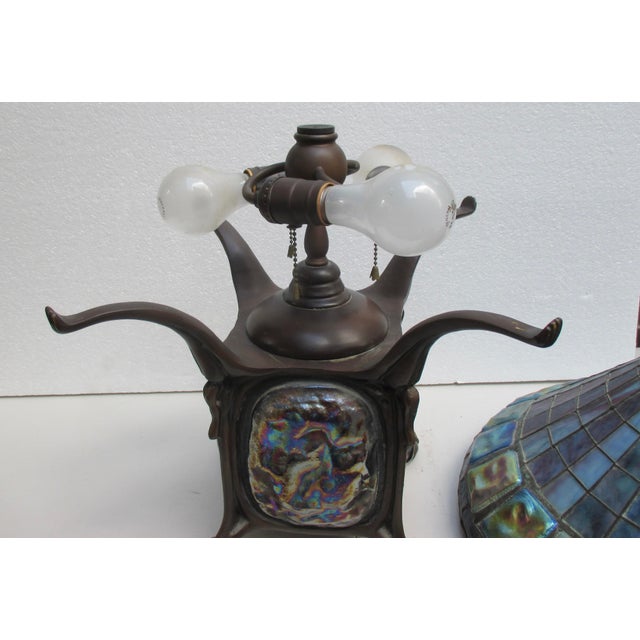 Late 20th Century Late 20th Century Tiffany Style Turtle Back Lamp For Sale - Image 5 of 13