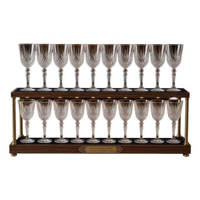 Hand-Cut Crystal Glasses, 1985, Set of 20 For Sale