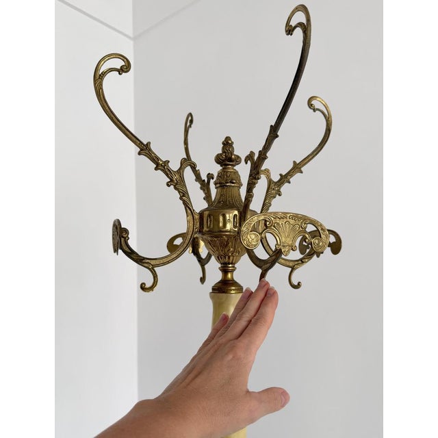 Metal Italian Onyx Marble and Brass Coat Stand, 1960s For Sale - Image 7 of 18