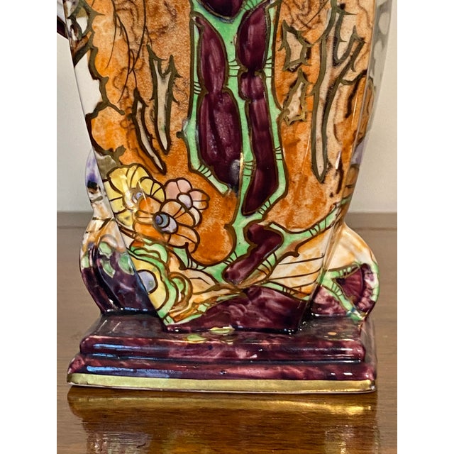 Colorful 1930s Hand Painted Pitcher By: Royal Wilton For Sale - Image 4 of 7
