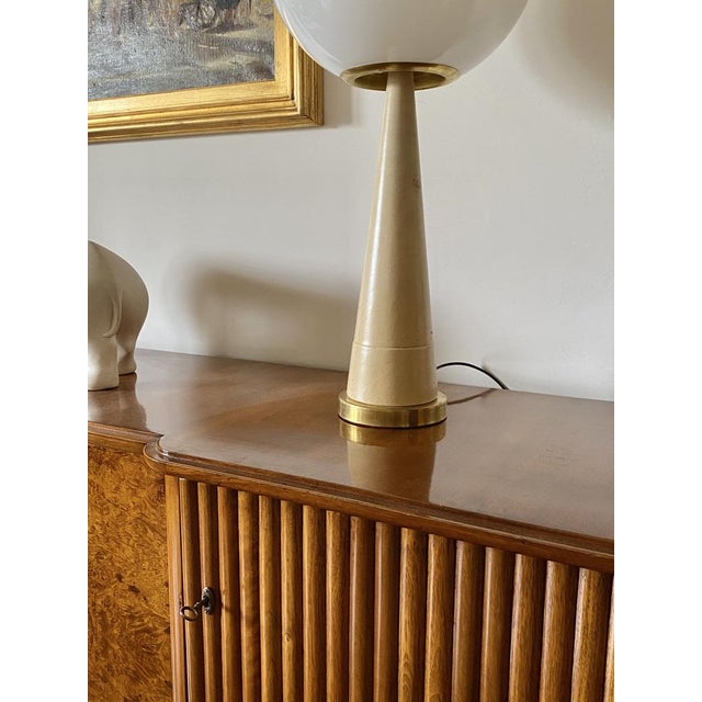 Conic Parchment and Brass Table Lamp, France, 1960s For Sale - Image 12 of 18