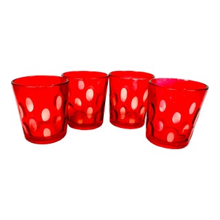 Polka Dot Red Votive Holders-Set of 4 For Sale