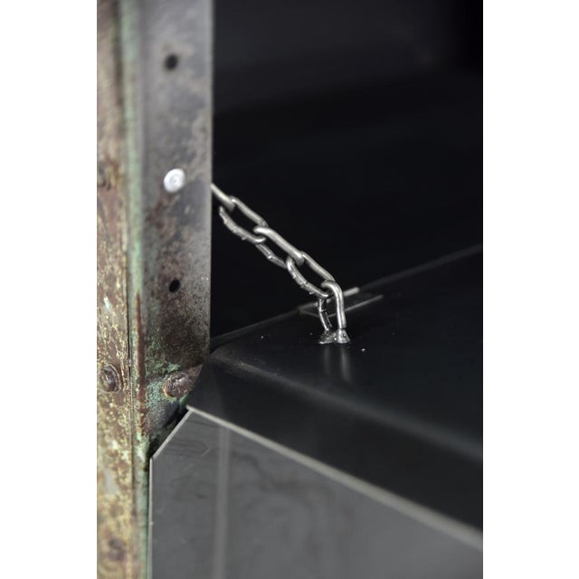 1950s Vintage Raw Industrial Metal Factory Cabinet with Shelves, 1950s For Sale - Image 5 of 18