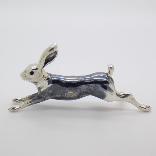 1980s Vintage Italian Handmade Silver Running Hare Figurine, 1980s For Sale - Image 5 of 14