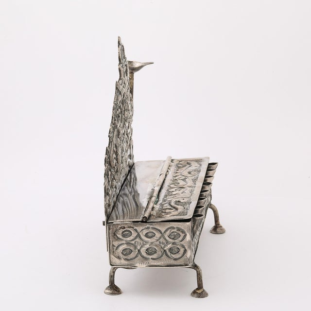Baroque 19th Century Hand-Worked Repoussé Sterling Oil Lamp Footed Menorah For Sale - Image 11 of 18