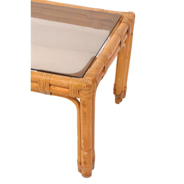 Mid Century Glass Top Bamboo Coffee Table For Sale - Image 14 of 14