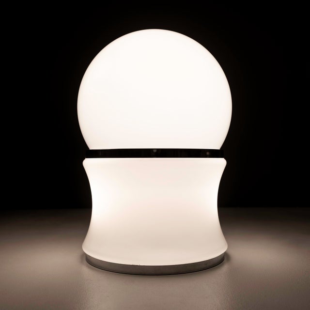 1960s Italian White Opaline Glass Table Lamp by Goffredo Reggiani, 1960s For Sale - Image 5 of 6