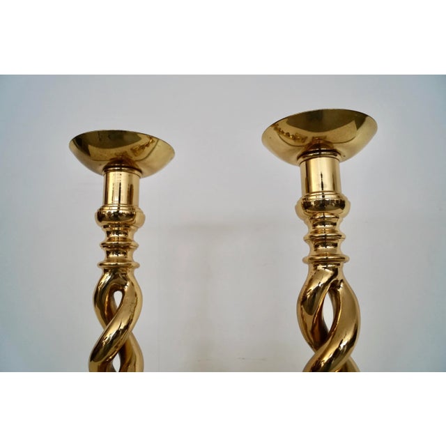 Vintage Hollywood Regency Solid Brass Spiral Candle Holders - a Pair For Sale In Los Angeles - Image 6 of 12