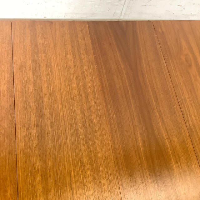 Mid-Century Walnut Extension Dining Table, Sculpted Base For Sale - Image 17 of 18
