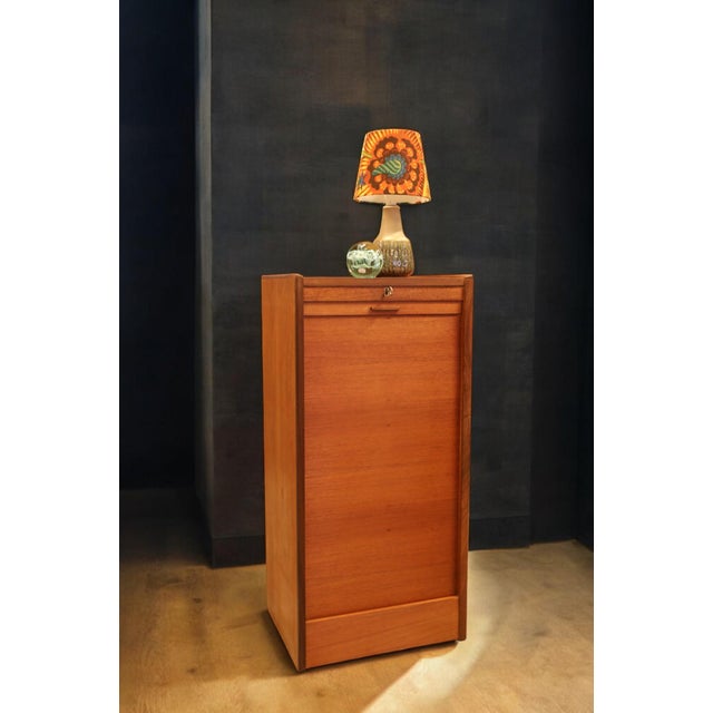 Mid-Century Modern Danish Teak Filing Cabinet with Louvered Door, 1960s For Sale - Image 3 of 14