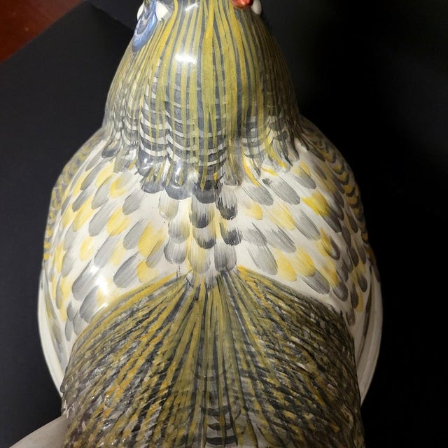 1970s Italian Majolica Hand-Painted Rooster Soup Tureen With Ladle – Large 18" For Sale - Image 9 of 12