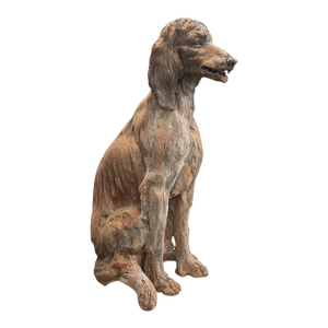 Antique-Inspired Terracotta Seated Setter or Spaniel Garden Statue