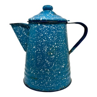1940 Enamelware Blue Speckle Coffee Pot For Sale