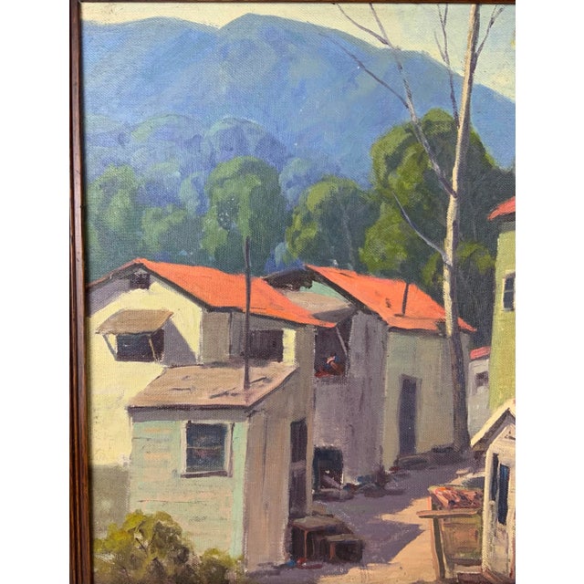 Rustic European 1930's Scenic Oil on Canvas - Framed Painting For Sale - Image 3 of 13