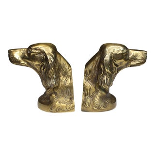 Mid-Century Brass Dog Bookends - a Pair For Sale