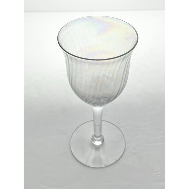 1960s Vintage Mid-Century Modern Lustre Iridescent Rainbow Pearl Optic Wine Glasses - Set of 5 For Sale - Image 5 of 6