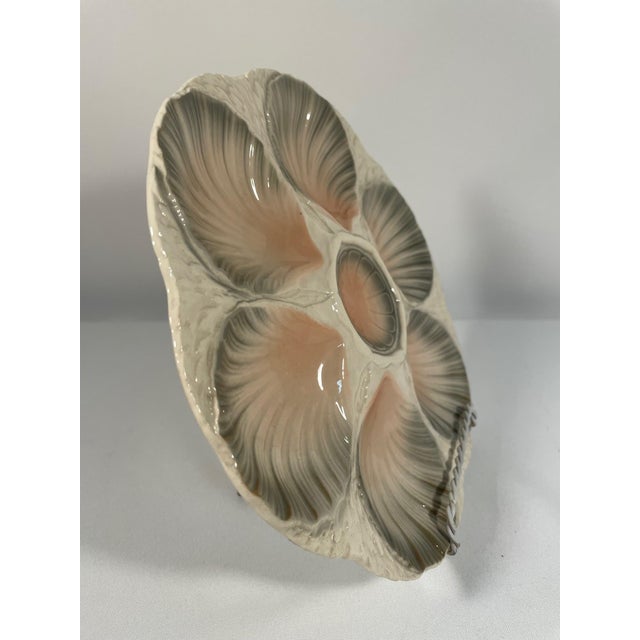 De Sarreguemines Antique 1920s French Majolica Sarreguemines Oyster Plate For Sale - Image 4 of 10