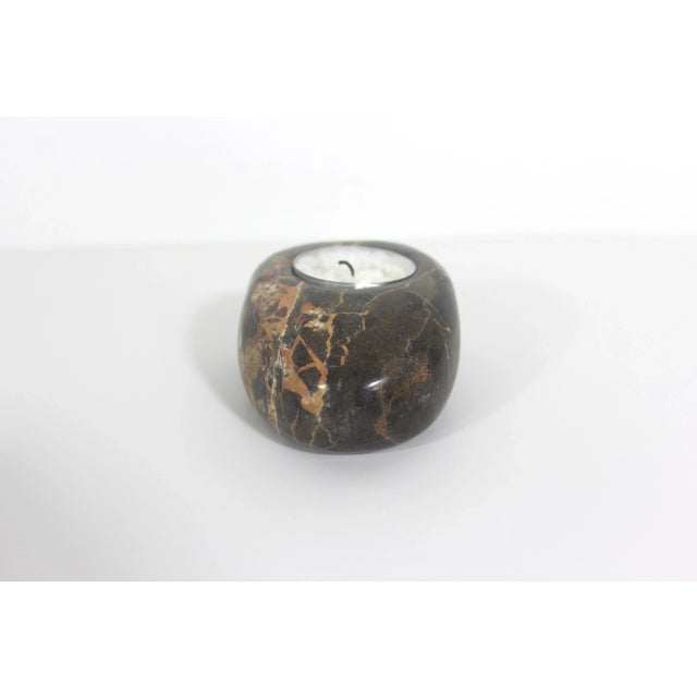 Mid-Century Modern Brown Marble Tea Light Holder For Sale - Image 6 of 8