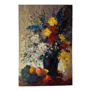 Theodore Van Oorschot ( Dutch 1910-1989 ) Still Life Oil Impasto Painting