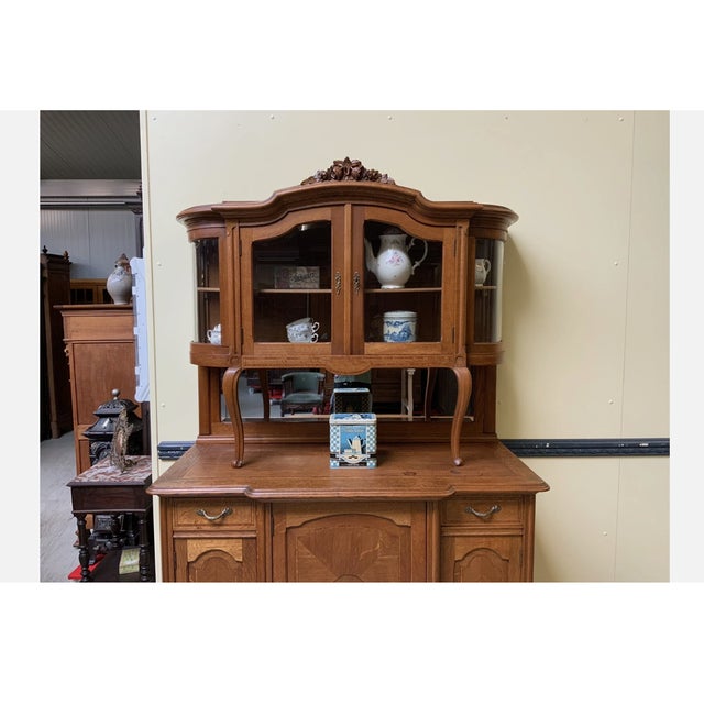 Wood Antique Art Nouveau Parquet Marquetry Buffet, 1920s For Sale - Image 7 of 9