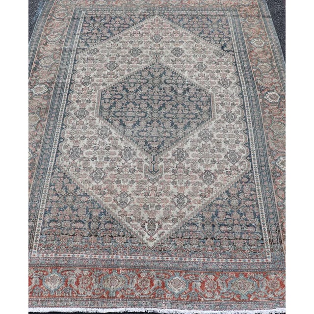 Antique Persian Fine Senneh Rug With Medallion and Tribal Geometric Design 4'7 X 6'5 For Sale - Image 11 of 14