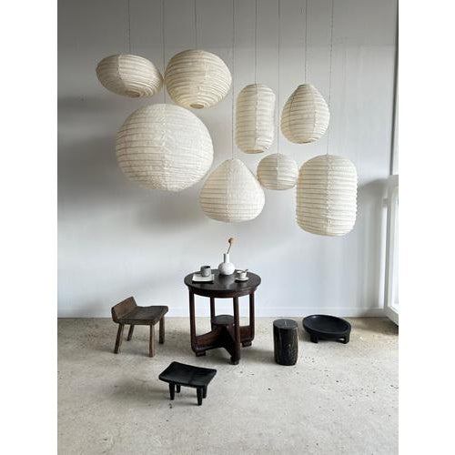 Wood Large Pendant Light in Natural Rattan and Linen in the Shape of a Drop For Sale - Image 7 of 18
